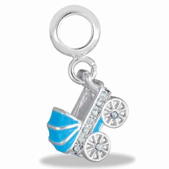 DaVinci Charm Bead Lot of 15 (for bracelets) Baby Boy Mother Mom Blue Silver - Picture 5 of 5